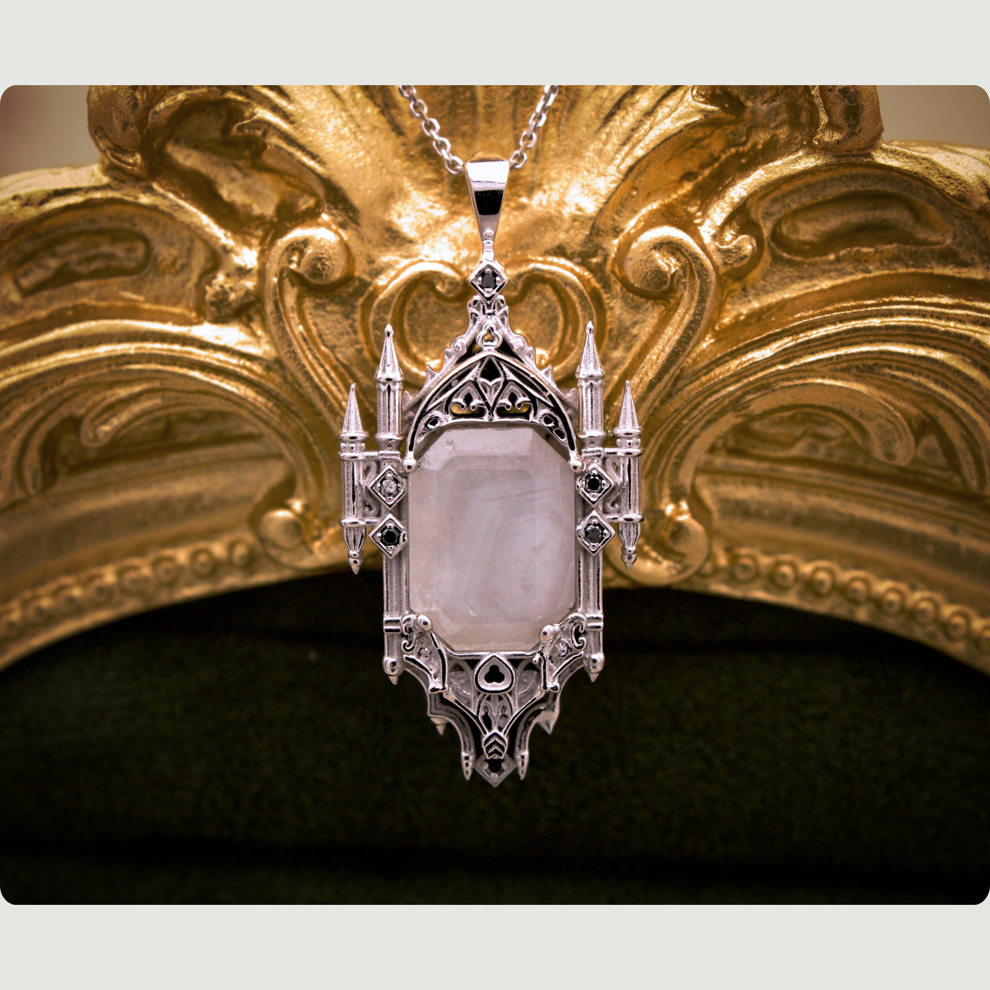White Sapphire Gothic Pendant