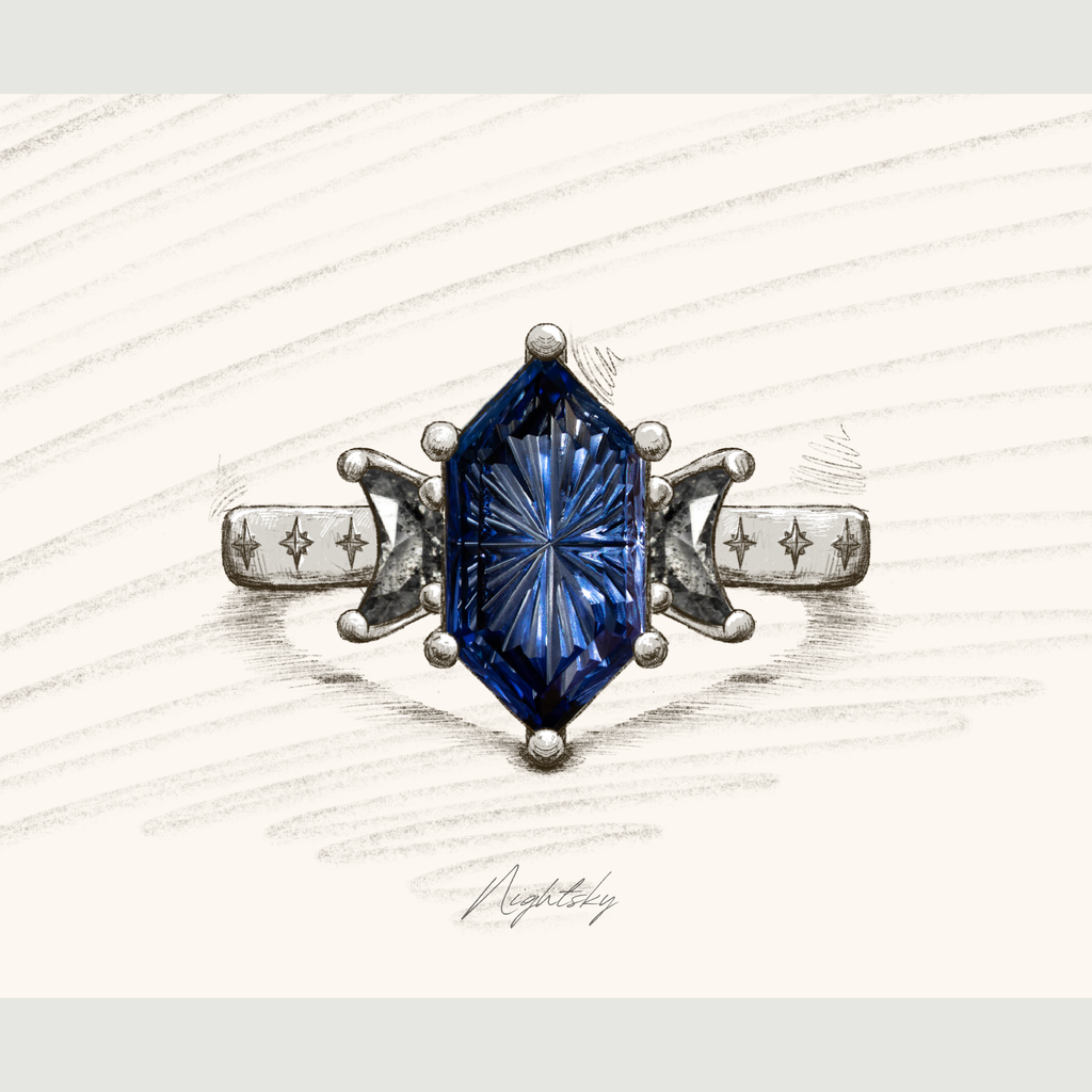 Night-sky Lab Sapphire Ring
