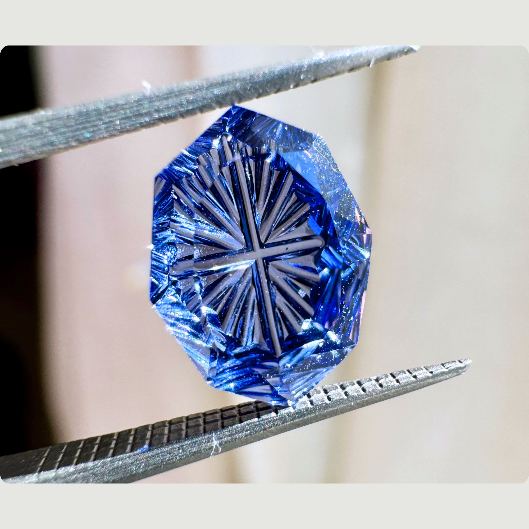 2.58ctct Fantasy Cut Lab Grown Medium Blue Sapphire