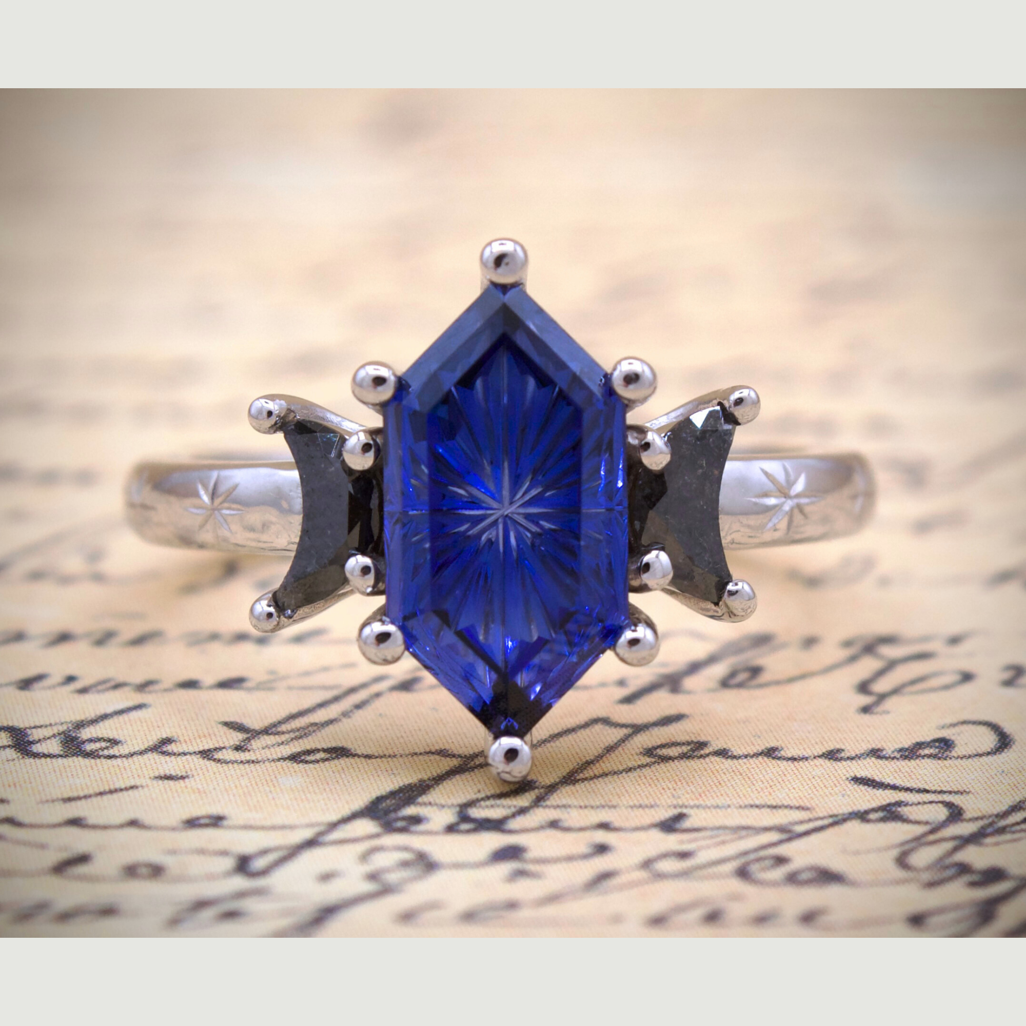 Night-sky Lab Sapphire Ring