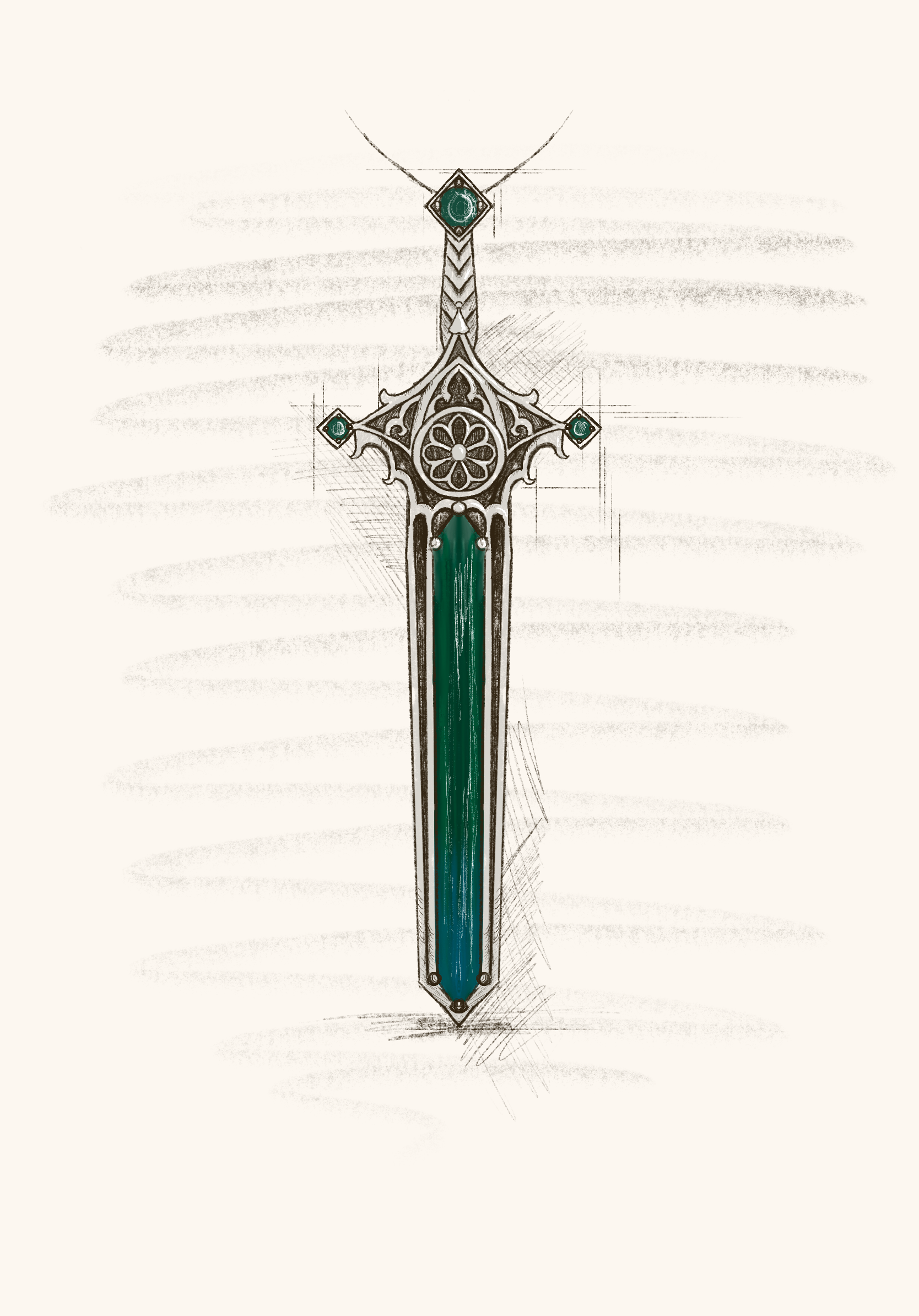 Green Tourmaline Sword