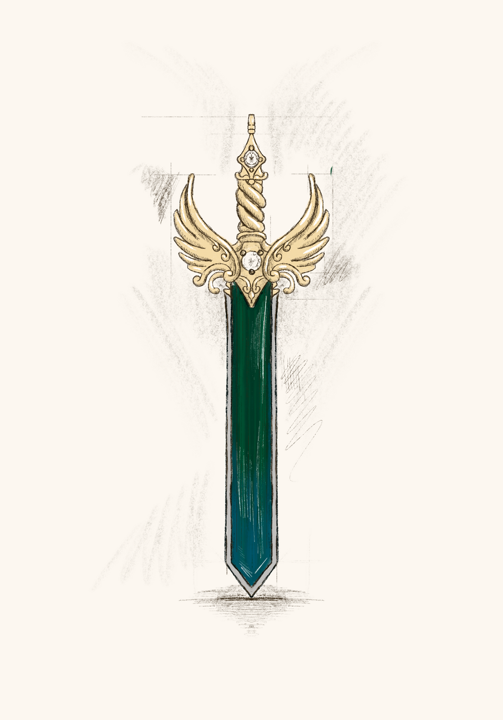 Green Tourmaline Sword
