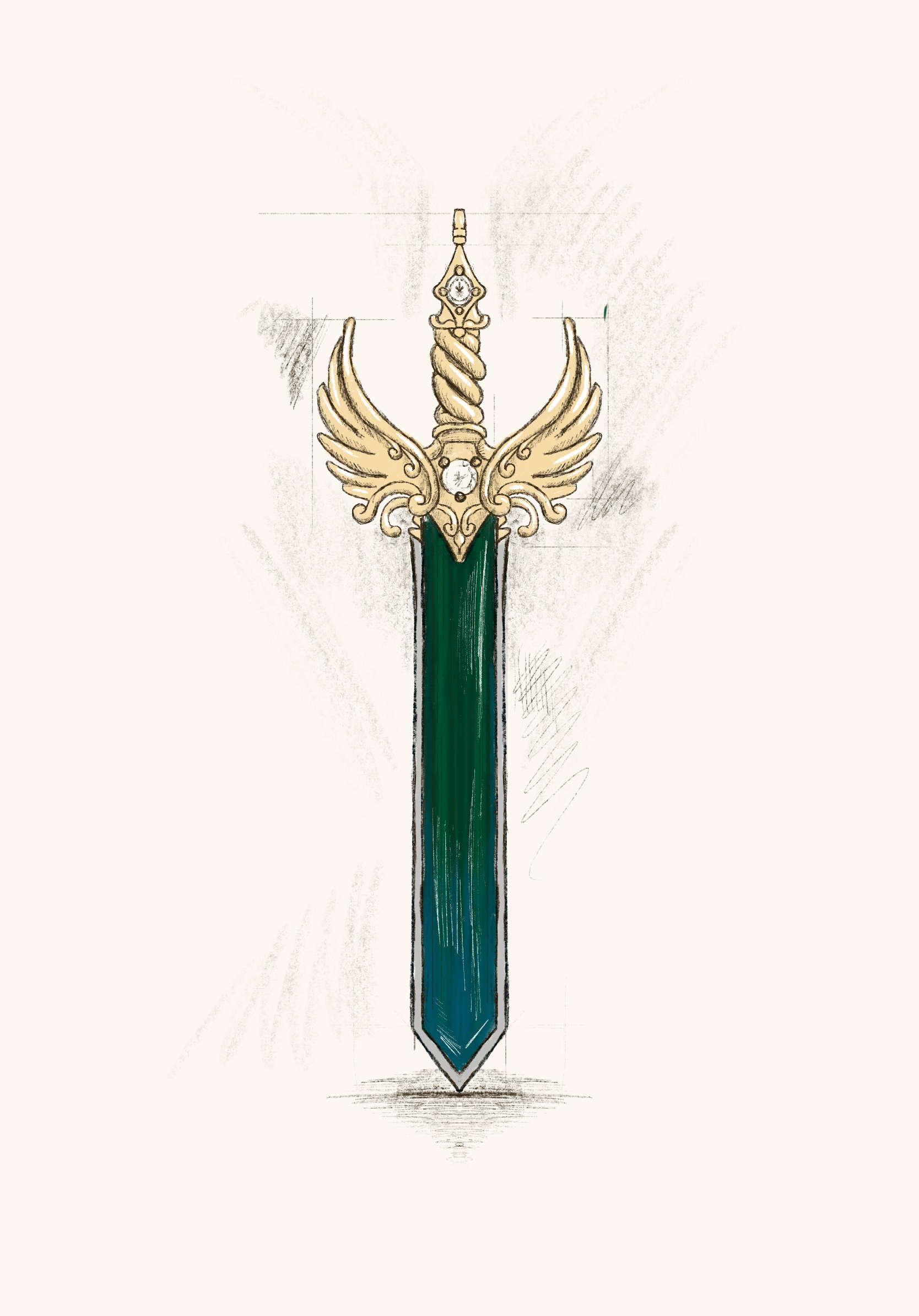 Green Tourmaline Sword
