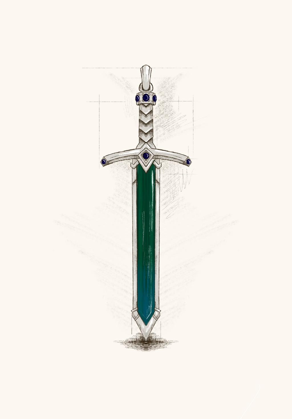 Green Tourmaline Sword