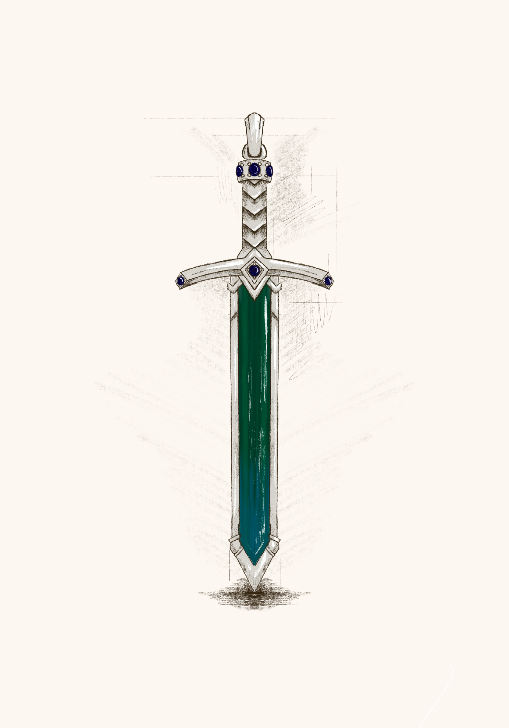 Green Tourmaline Sword