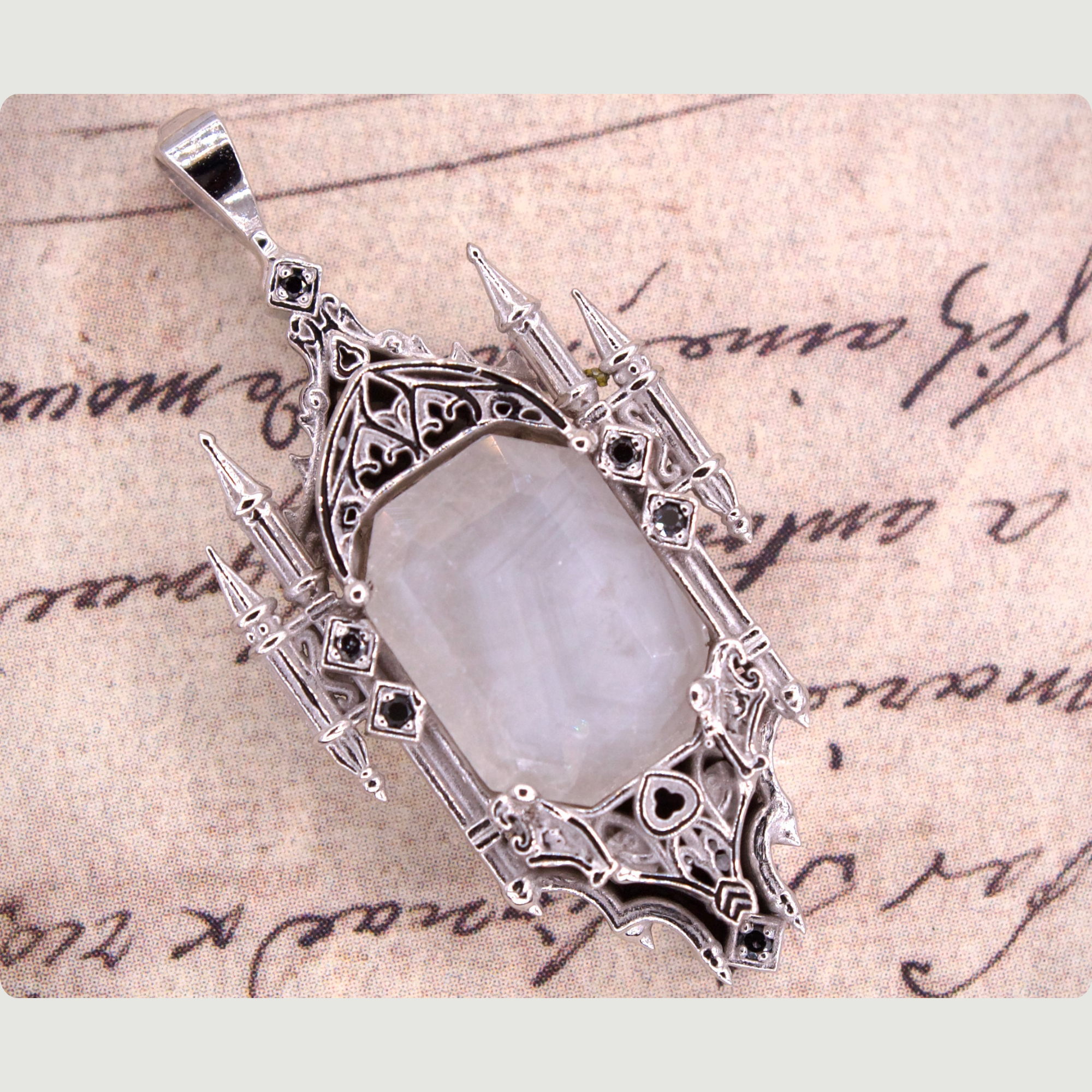 White Sapphire Gothic Pendant